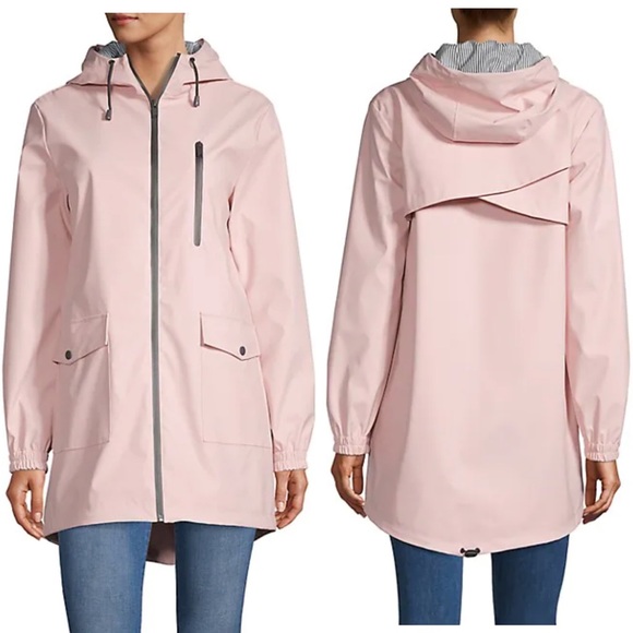 London Fog Jackets & Blazers - LONDON FOG High-Low Hooded Raincoat